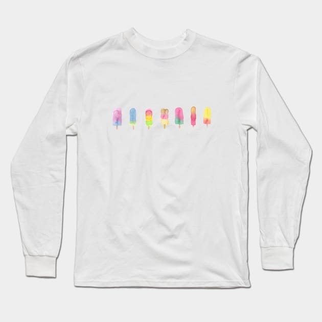 Watercolor Ice-cream and Popsicles Long Sleeve T-Shirt by Harpleydesign